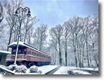 A blanket of snow covers the Wantagh Train Museum - Photo by Nicole Vozzi